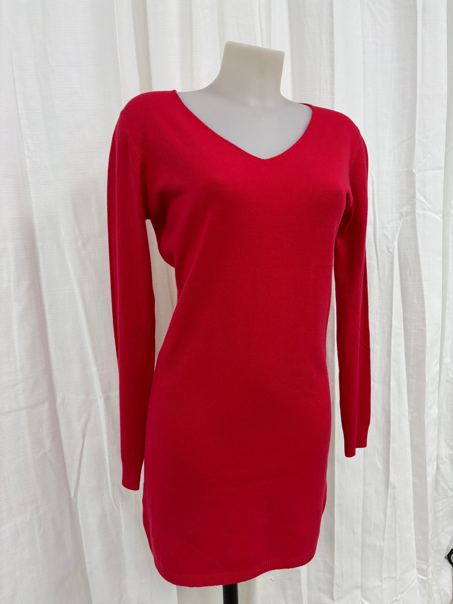 Pull tunique long rouge