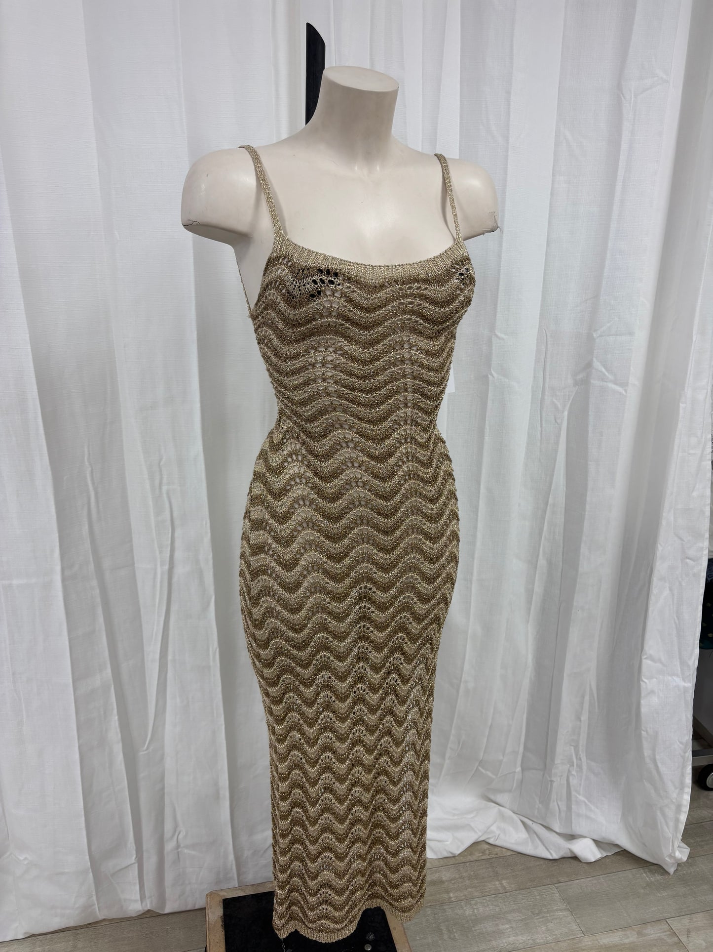 Robe crochet beige