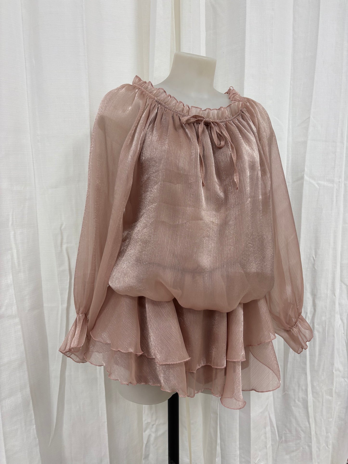 Combishort de soirée effet satiné rose poudré