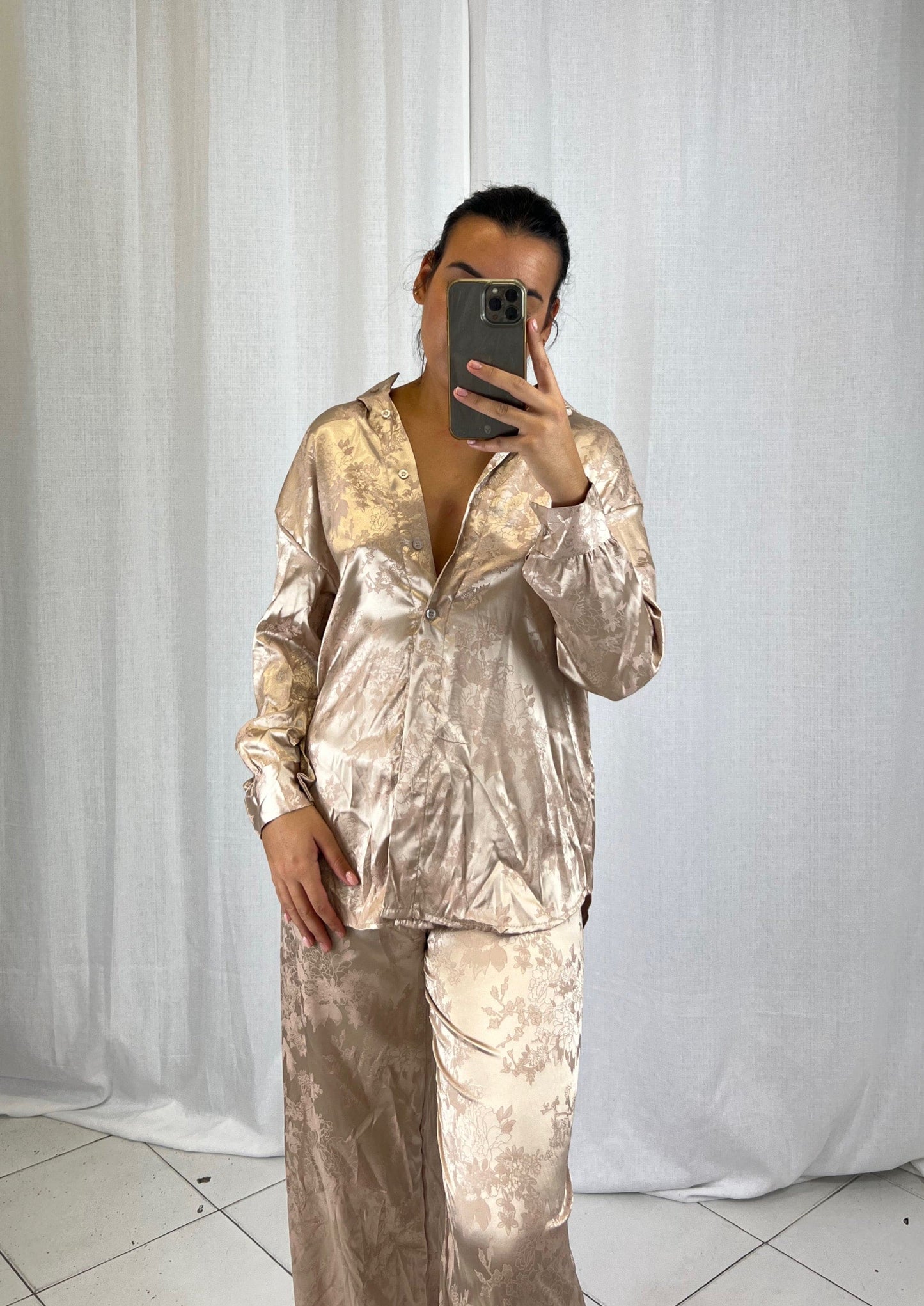 Ensemble effet de soie beige - Boutique de vêtements pour femmes DRAGUIGNAN