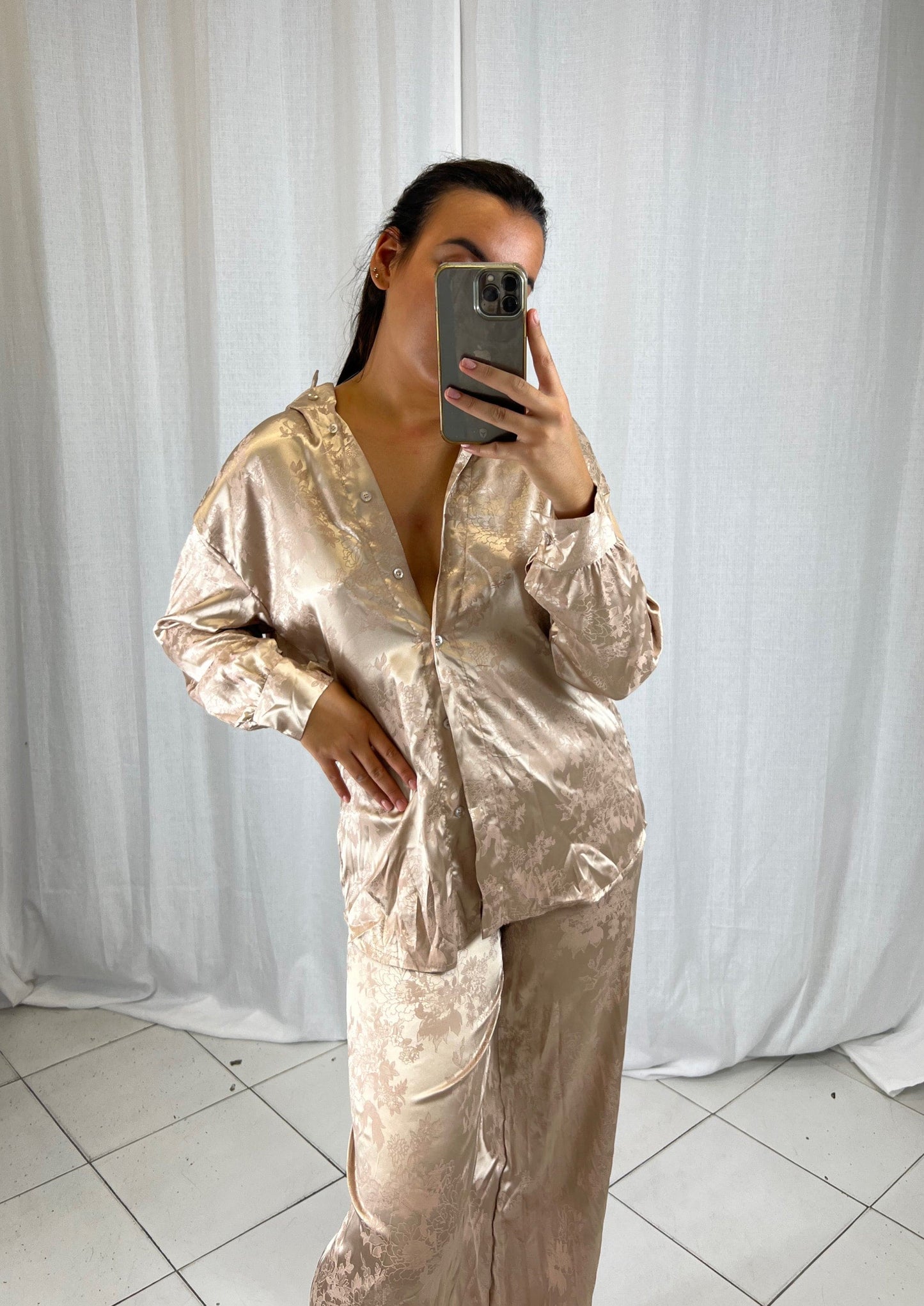 Ensemble effet de soie beige - Boutique de vêtements pour femmes DRAGUIGNAN