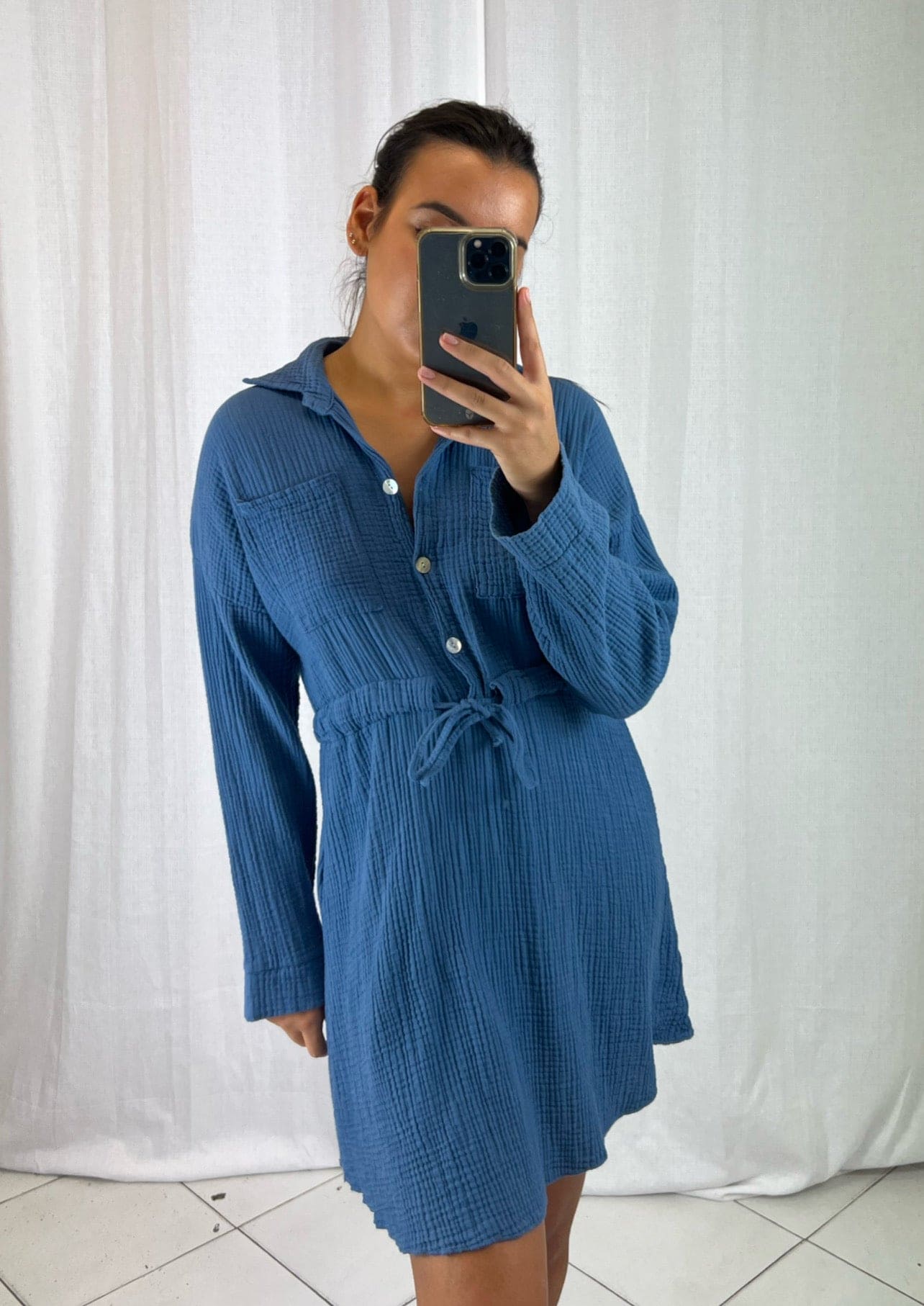 Robe chemise Bleu - Boutique de vêtements pour femmes DRAGUIGNAN