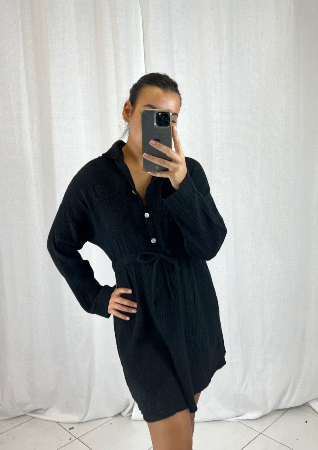 Robe chemise Noir - Boutique de vêtements pour femmes DRAGUIGNAN