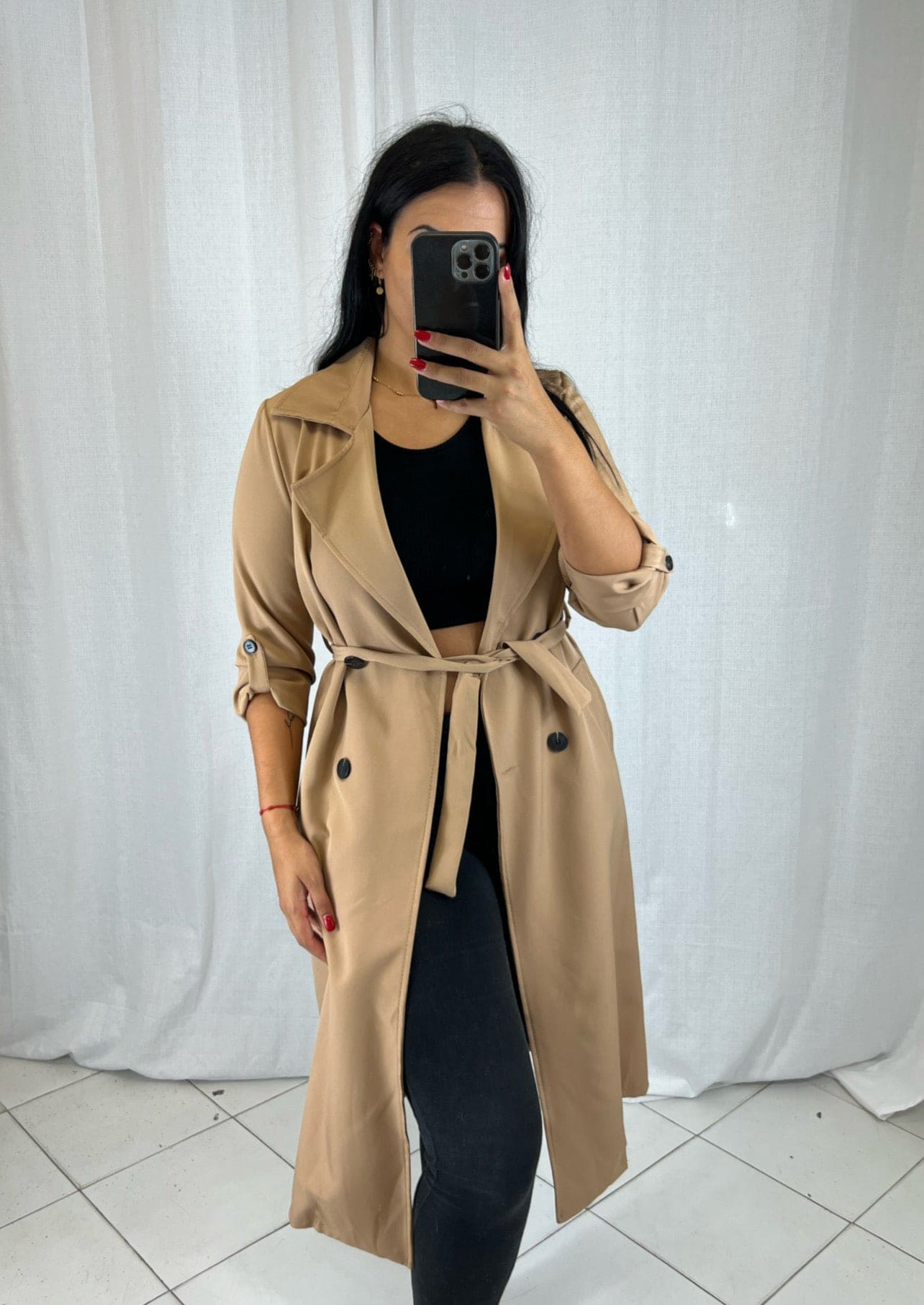 Trench long Beige - Boutique de vêtements pour femmes DRAGUIGNAN