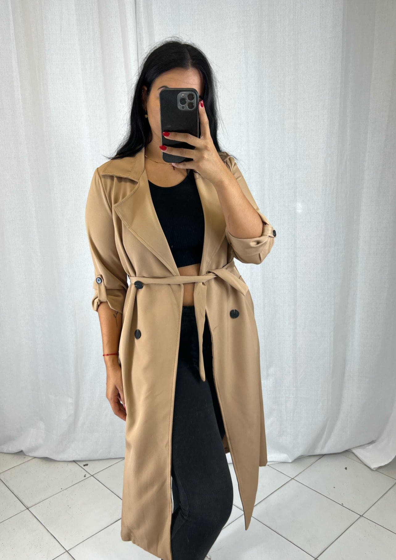 Trench long Beige - Boutique de vêtements pour femmes DRAGUIGNAN