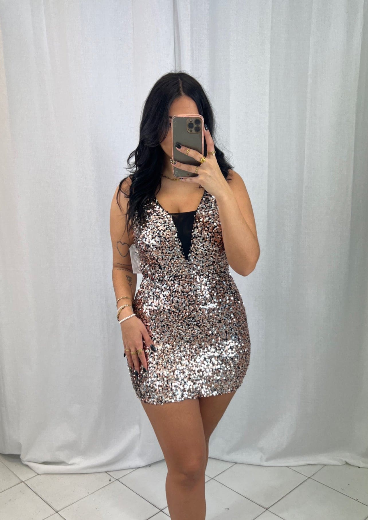 Robe Beige et Grise - Boutique de vêtements pour femmes DRAGUIGNAN
