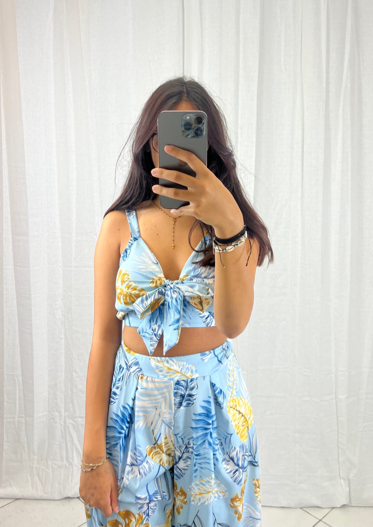 Ensemble fleuri Bleu - Boutique de vêtements pour femmes DRAGUIGNAN