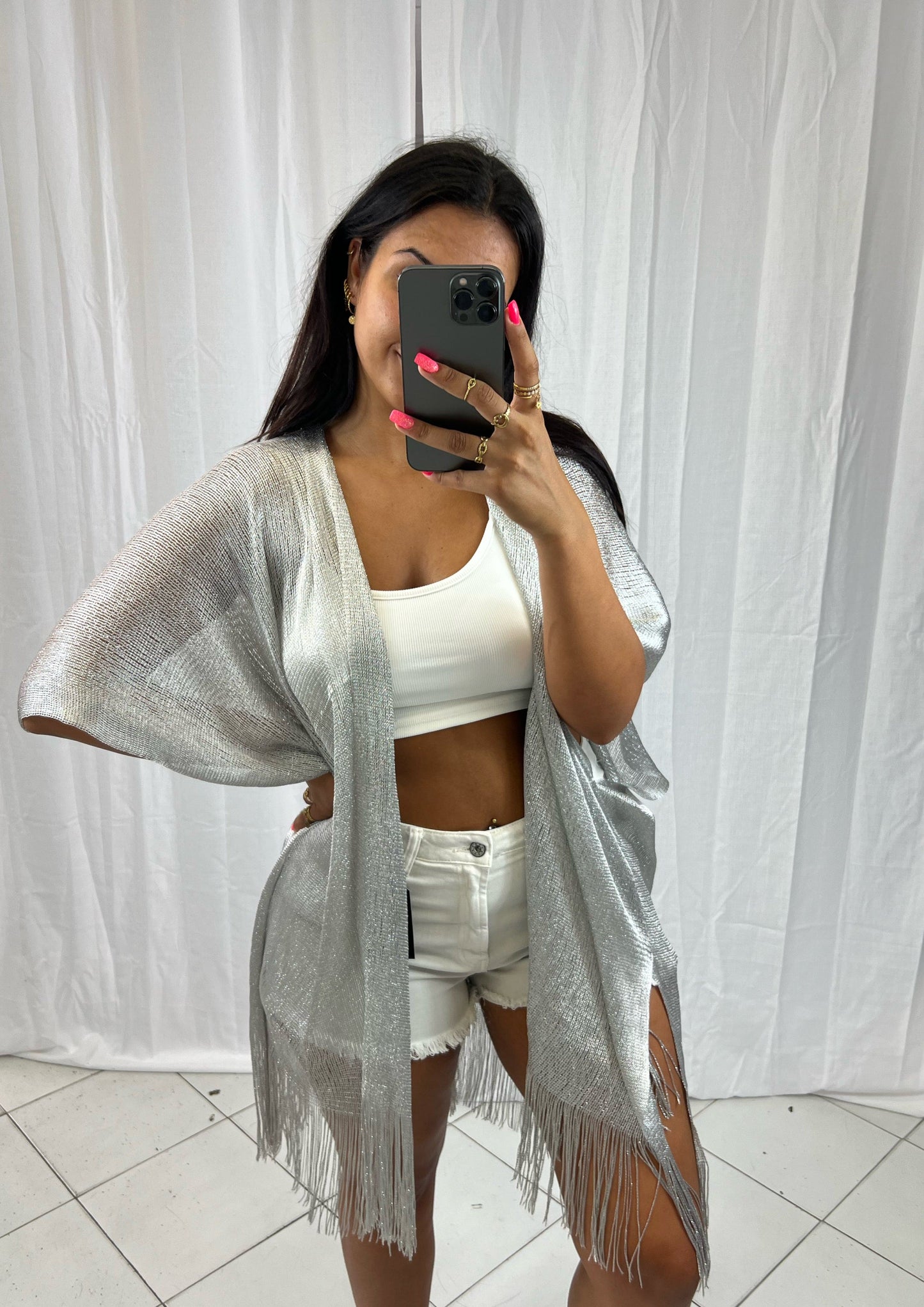 Kimono Argenté - Boutique de vêtements pour femmes DRAGUIGNAN