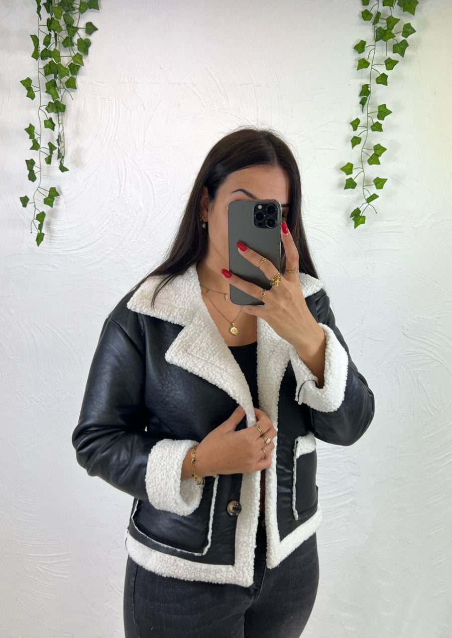 Veste faux cuir Noir - Boutique de vêtements pour femmes DRAGUIGNAN
