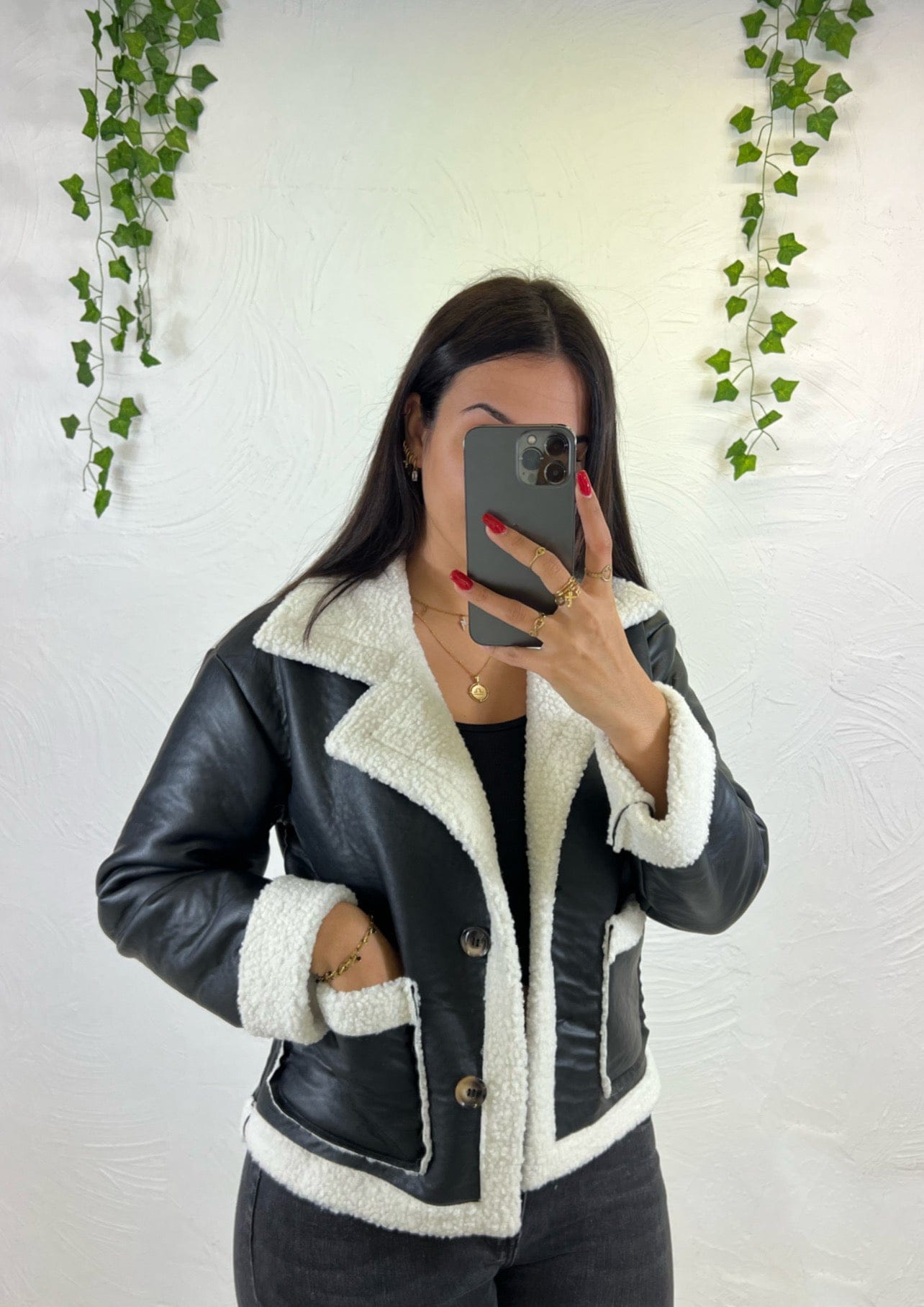 Veste faux cuir Noir - Boutique de vêtements pour femmes DRAGUIGNAN
