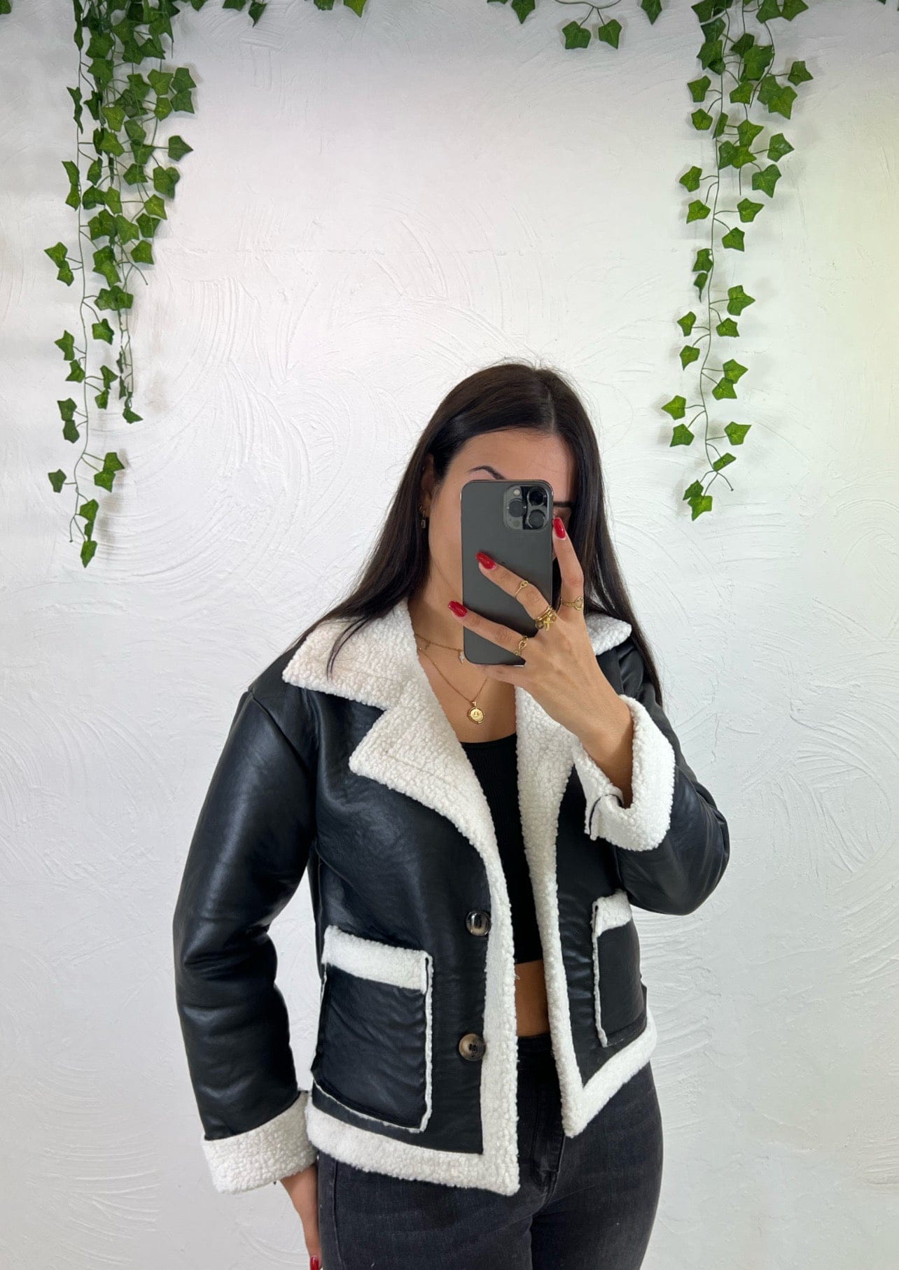 Veste faux cuir Noir - Boutique de vêtements pour femmes DRAGUIGNAN
