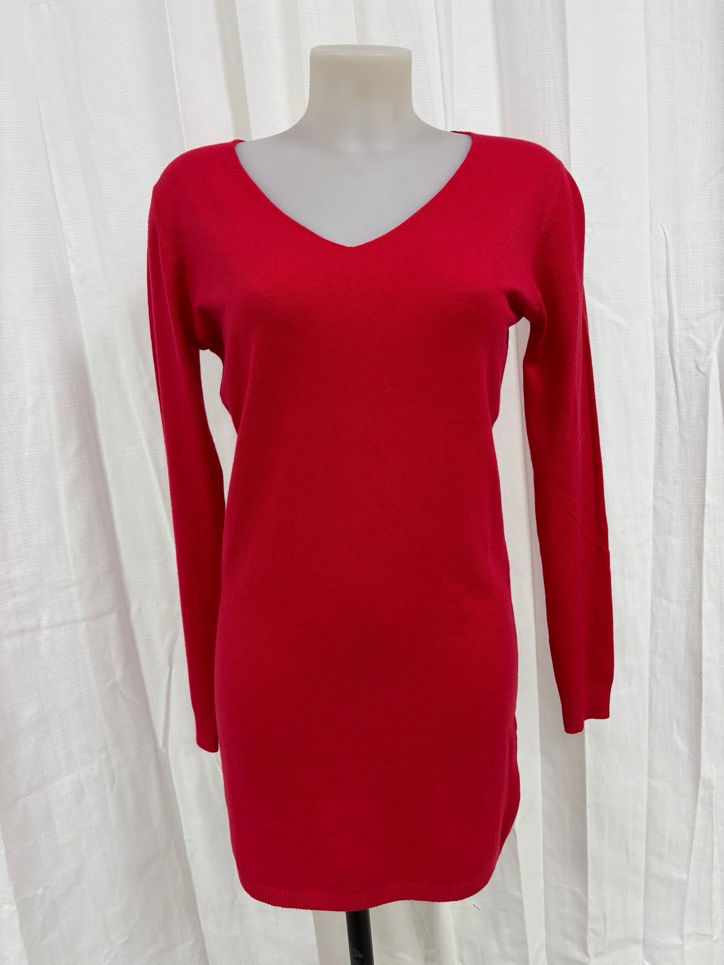 Pull tunique long rouge