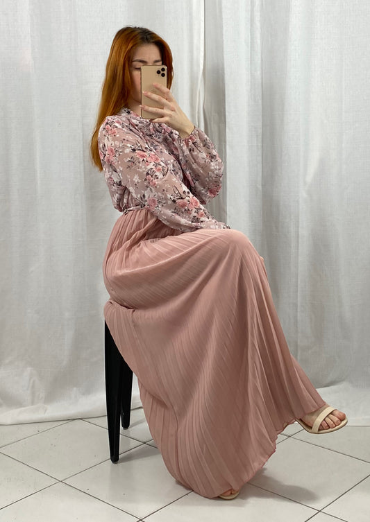 Robe longue Rose Poudré  - Boutique de vêtements pour femmes DRAGUIGNAN