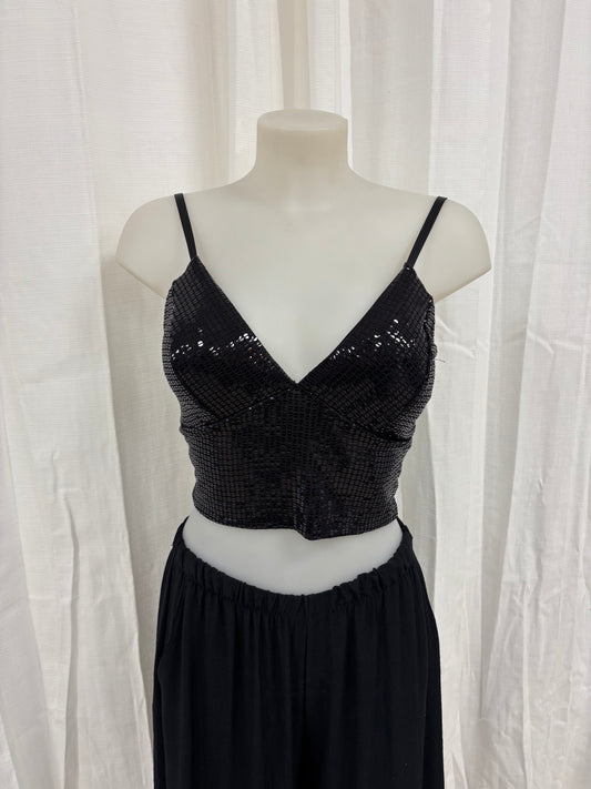 Top pailletée noir