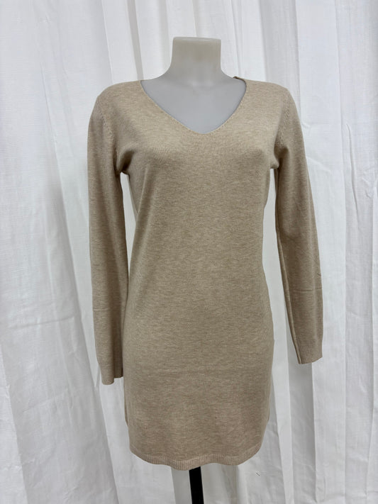 Pull tunique long beige