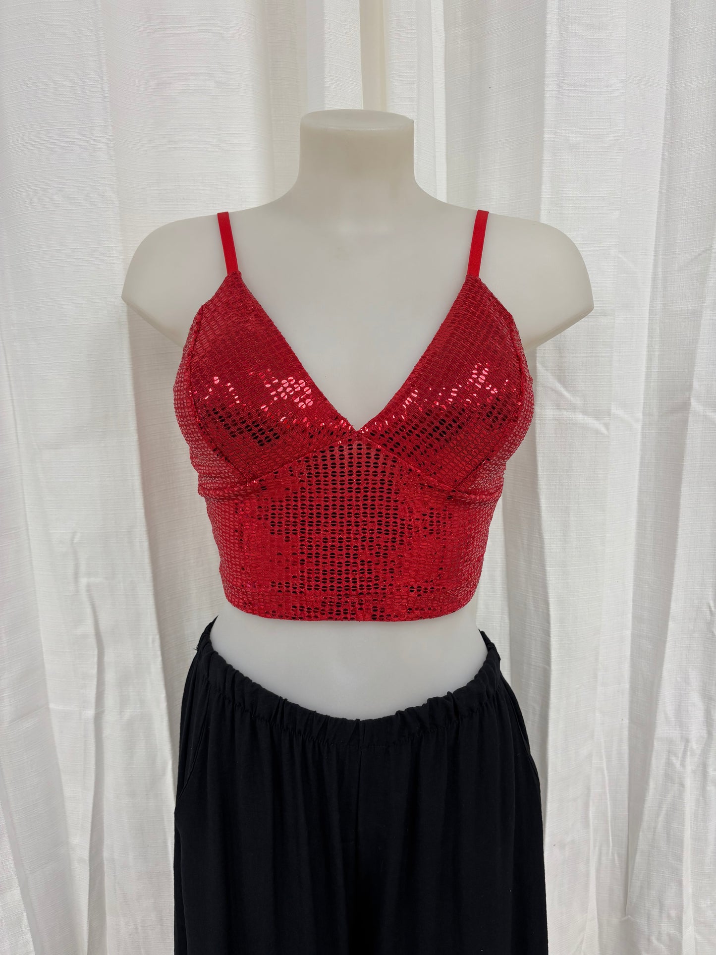 Top pailletée rouge