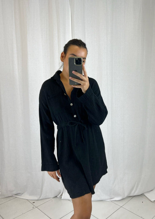 Robe chemise Noir - Boutique de vêtements pour femmes DRAGUIGNAN