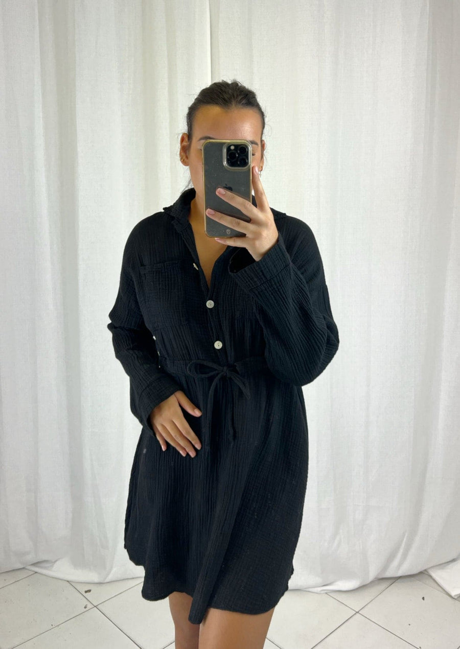 Robe chemise Noir - Boutique de vêtements pour femmes DRAGUIGNAN