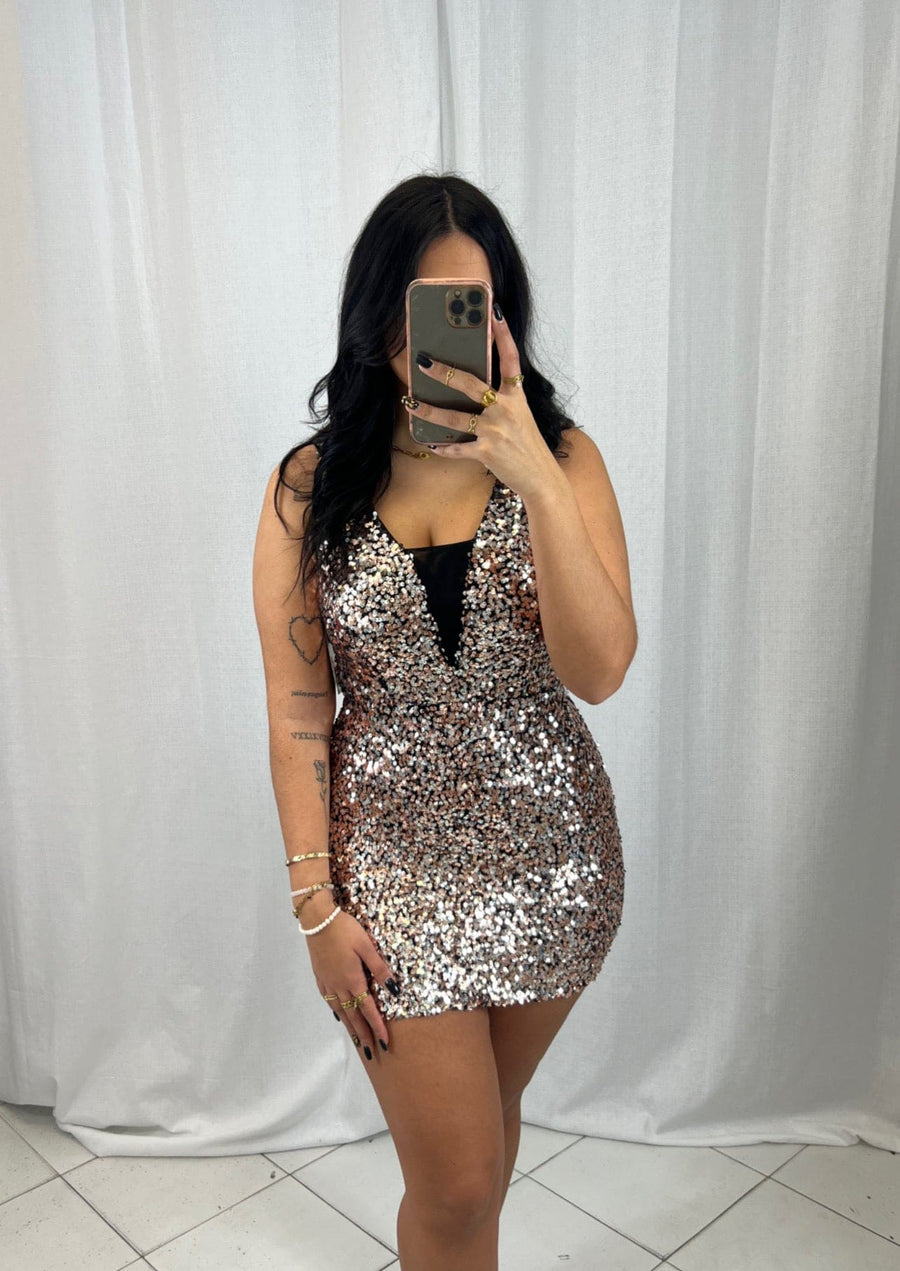 Robe Beige et Grise - Boutique de vêtements pour femmes DRAGUIGNAN