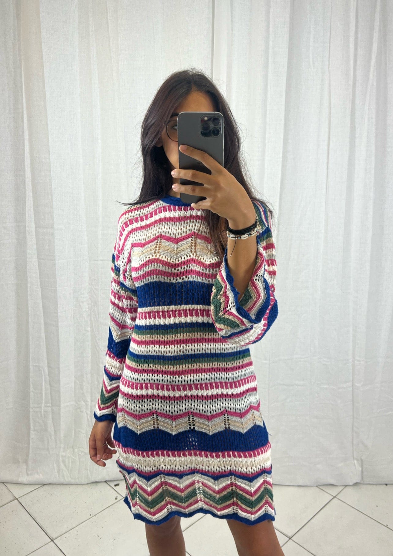 Robe en crochet Bleu - Boutique de vêtements pour femmes DRAGUIGNAN