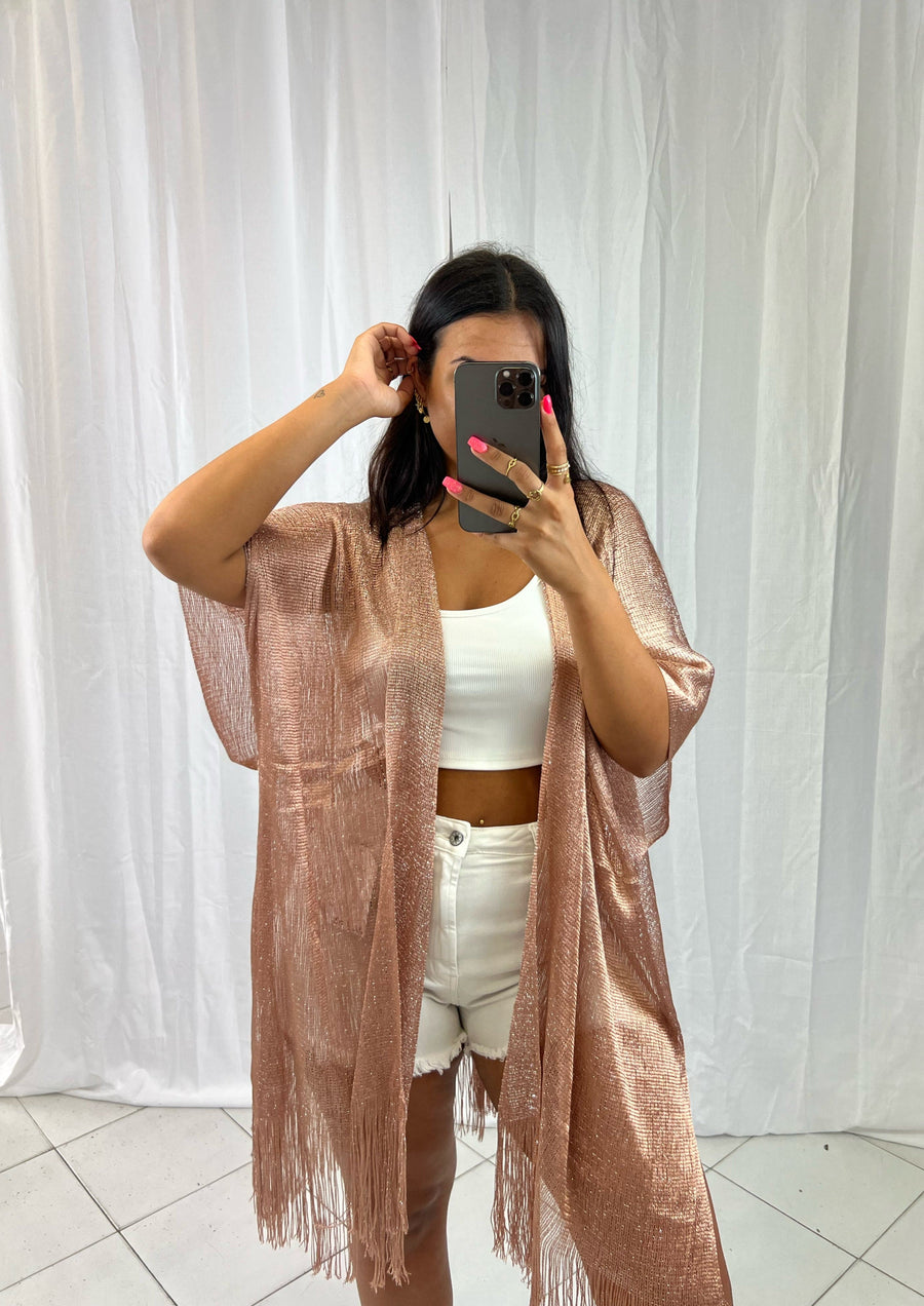 Kimono Doré Rose - Boutique de vêtements pour femmes DRAGUIGNAN